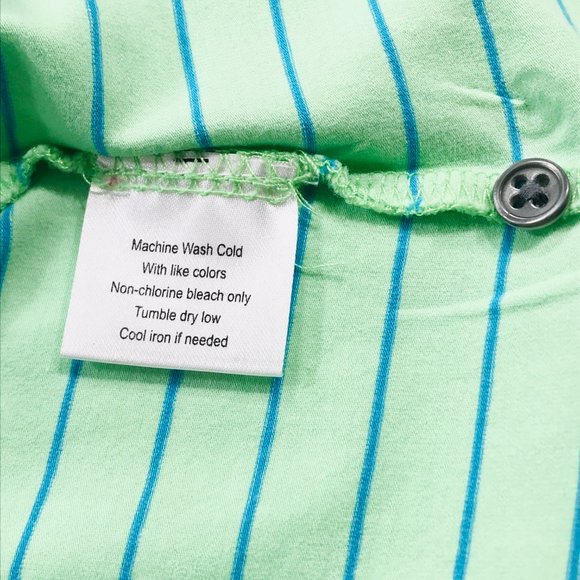 Peter Millar Seaside Wash Polo Shirt S/S Green Blue Striped Men's Size Large - Picture 7 of 11